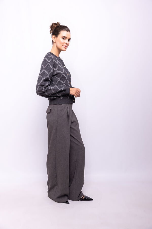Object Cardigan punto rombos Gris oscuro