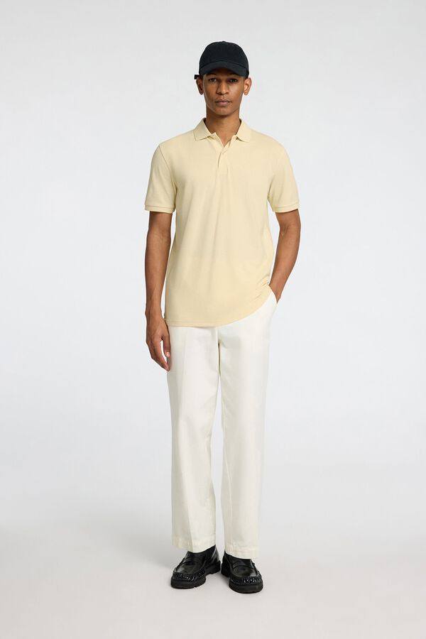 Selected Polo Slim Fit de manga curta confeccionada em algodão orgânico Dourado