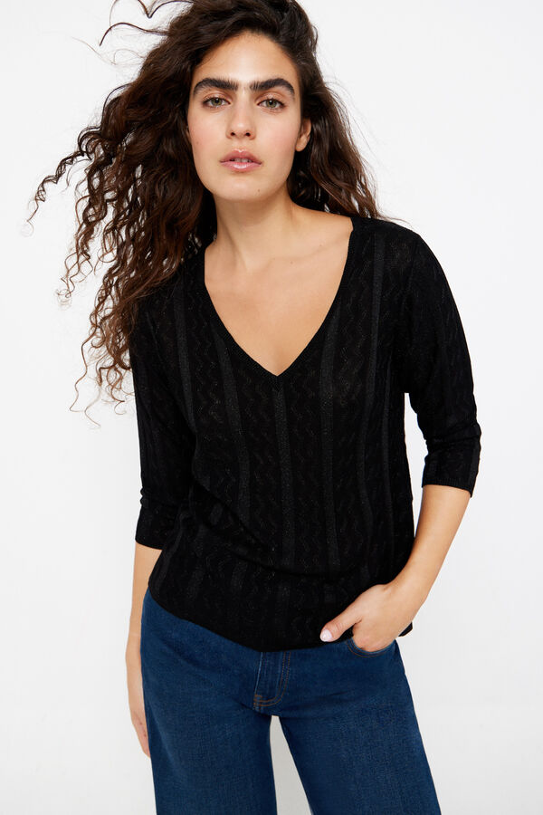 Cortefiel Jersey hilo metalizado Negro