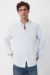 Cortefiel Camisa seersucker &agrave;s riscas Azul