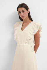 Selected Femme Vestido Midi confecionado com linho orgânico.  Branco
