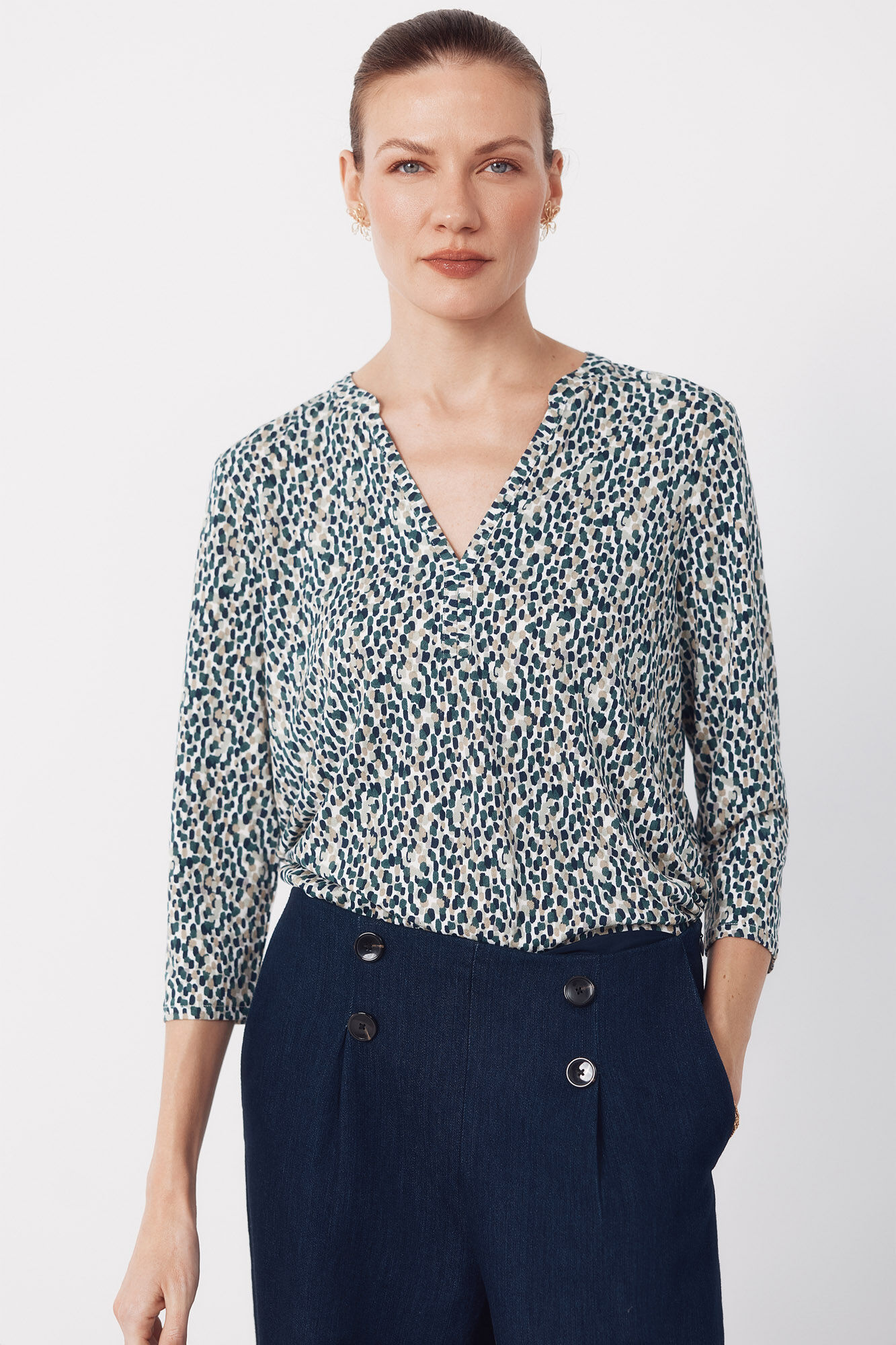 Cortefiel Blusa b&aacute;sica com gola mao