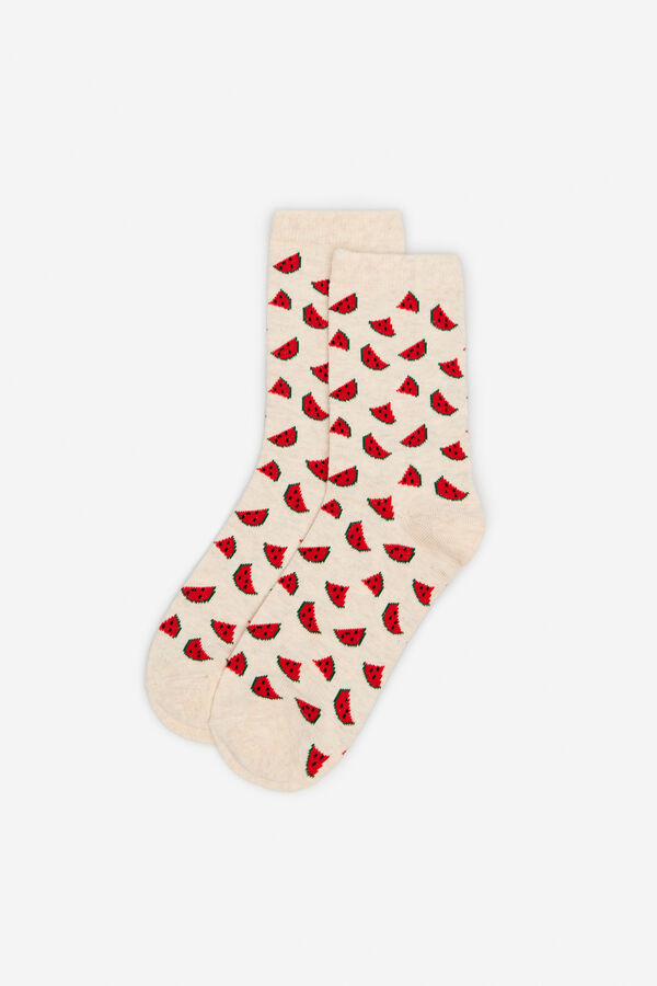 Cortefiel Calcetines largos estampado sand&iacute;as Arena
