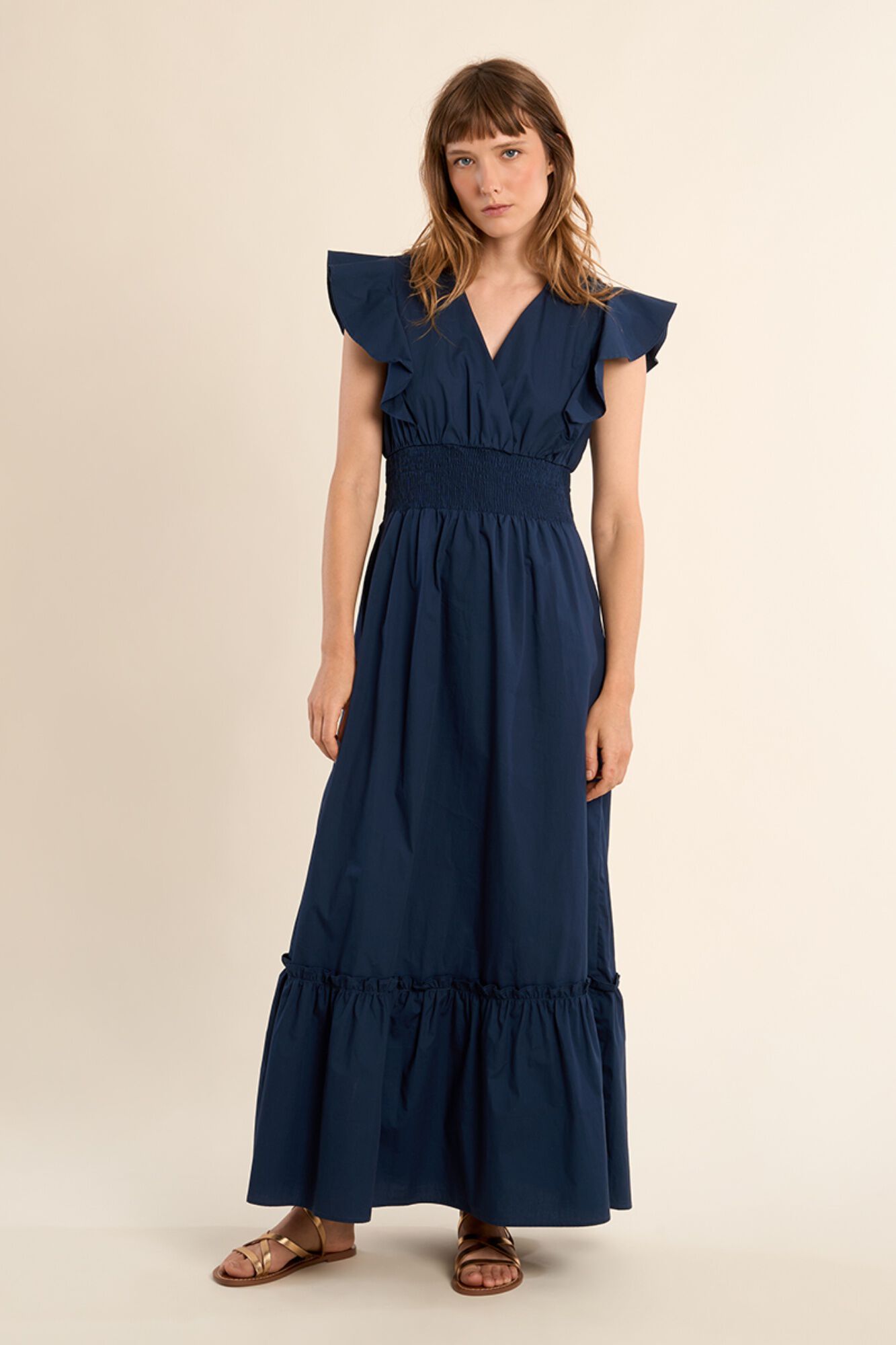 Molly Bracken Vestido de manga curta borboleta com folhos