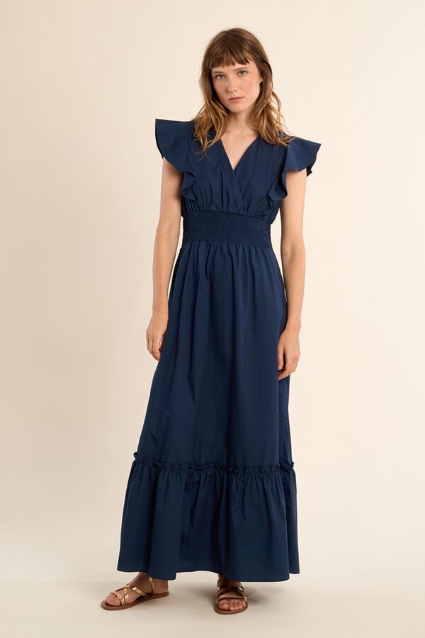 Molly Bracken Vestido de manga curta borboleta com folhos Azul