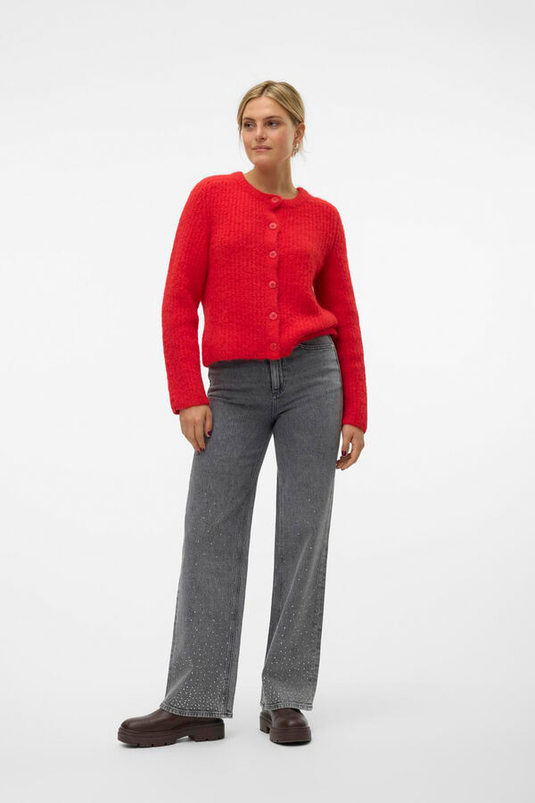 Vero Moda Cardig&atilde; de malha grosso  Vermelho