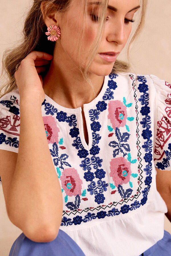 Pol&iacute;n Et Moi Blusa bordado Abela Marfil