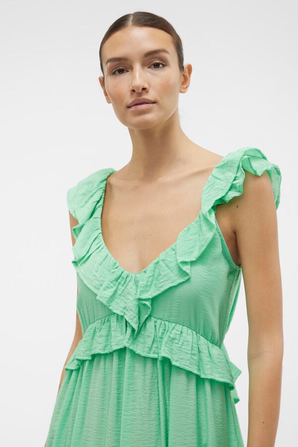 Vero Moda Vestido pelo tornozelo de al&ccedil;a com folho Verde