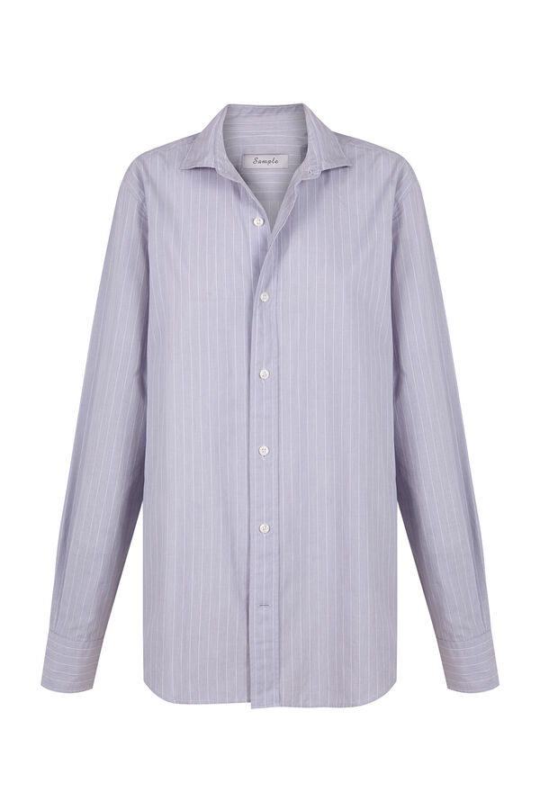 Cortefiel Camisa riscas popelina Cinzento