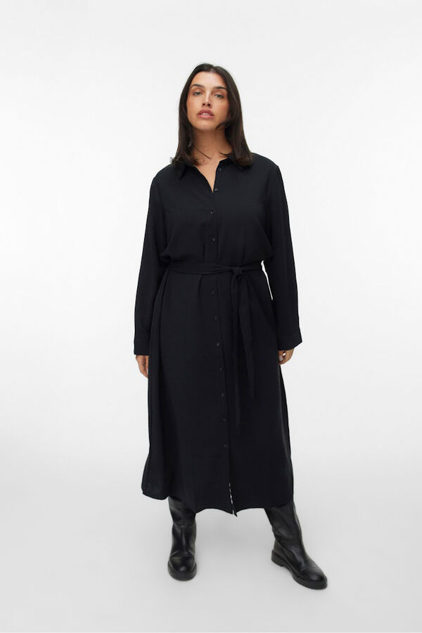 Vero Moda Curve Vestido camisa midi plus size Preto