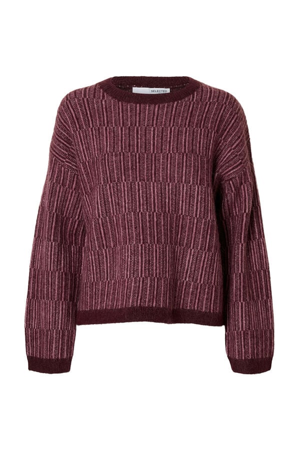 Selected Jersey cuello caja alpaca y lana Morado