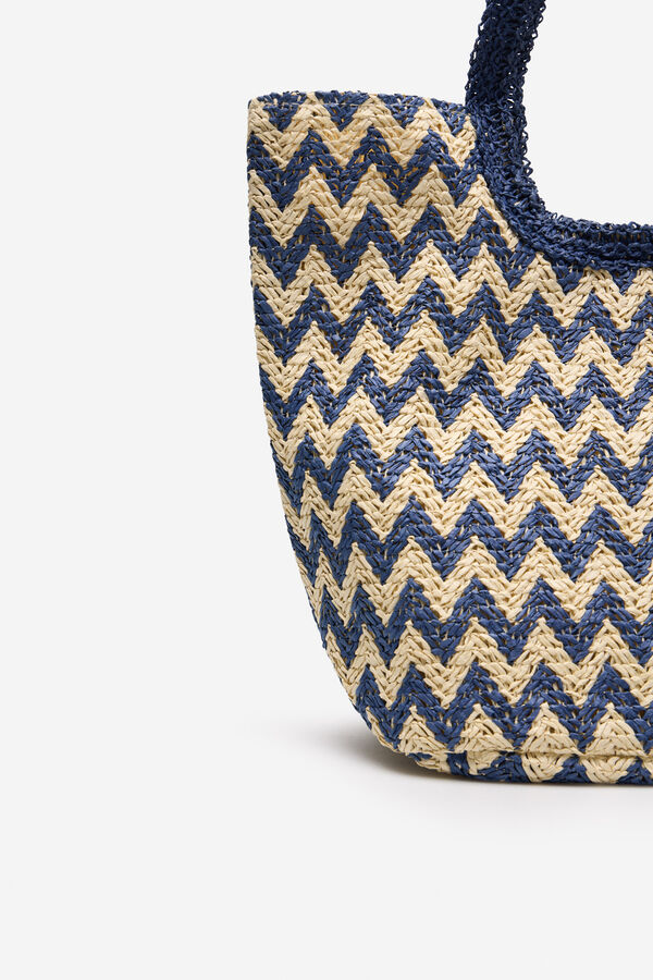 Cortefiel Bolsa tote com estampado espiga Azul