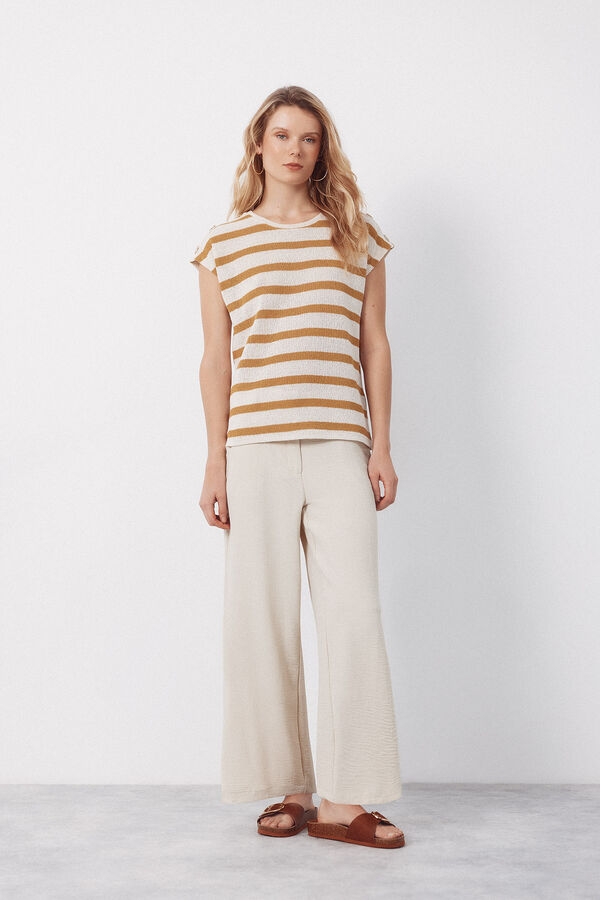 Cortefiel T-shirt textura riscas Dourado