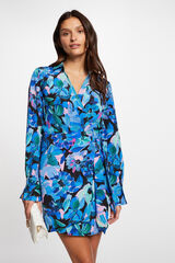 Morgan Vestido curto estampado floral Azul