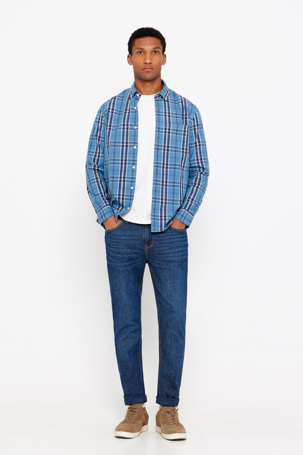 Cortefiel Camisa quadrados f&aacute;cil de engomar Azul