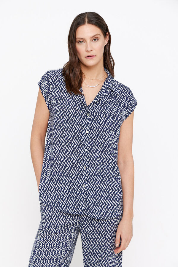 Cortefiel Camisa fluida estampada Estampado azul