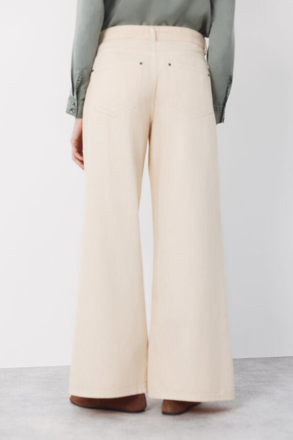 Cortefiel Jeans Long Palazzo Ecru