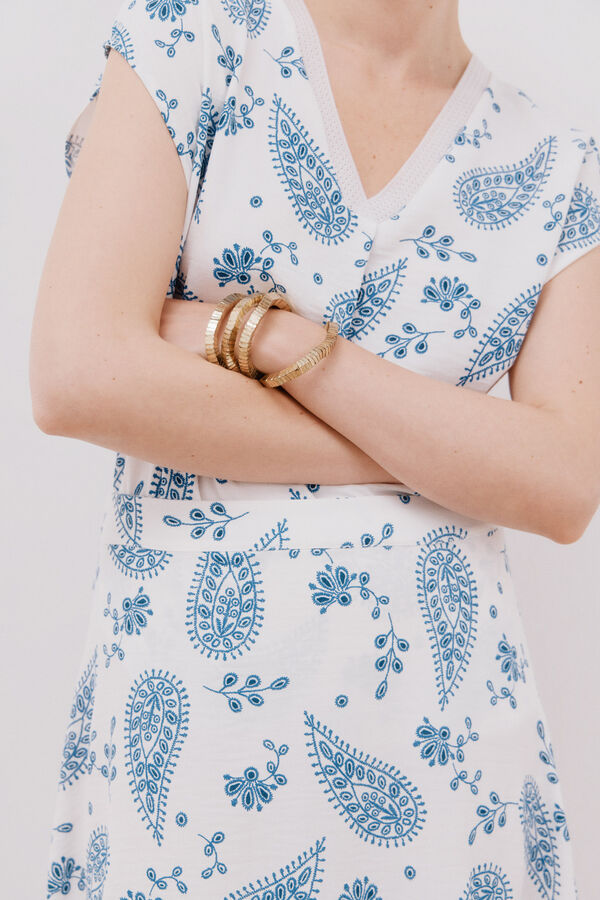 Cortefiel Saia midi evasê estampada Branco