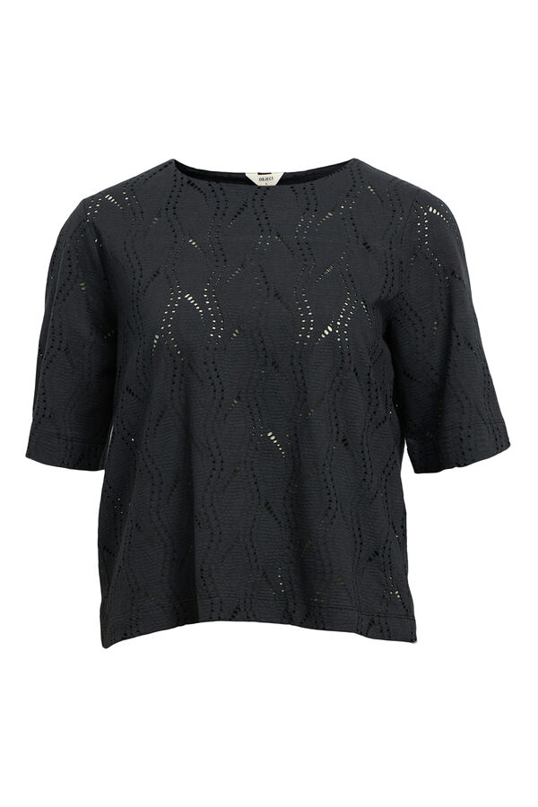 Object Camiseta calada manga 2/4 Negro