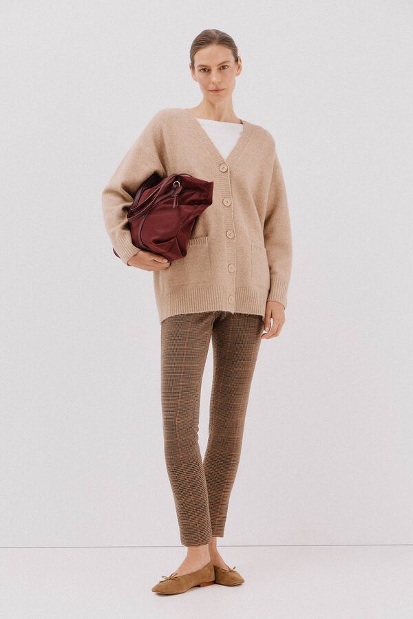 Cortefiel Cardigan longo com bolsos Tostado