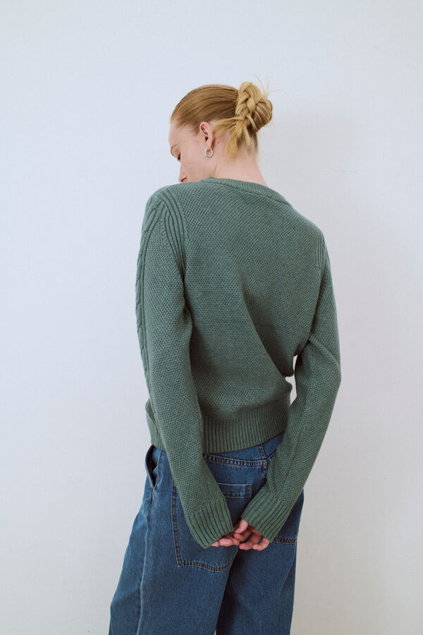 Object Jersey trenzas b&aacute;sico Verde oscuro