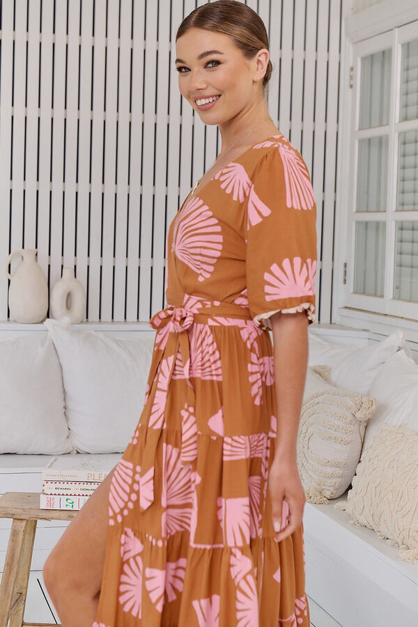 Jaase Vestido largo estampado Maddi Laranja