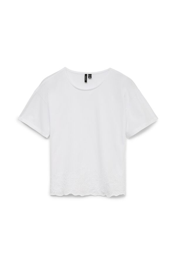 Vero Moda Camiseta b&aacute;sica con detalle estampado en el bajo Blanco