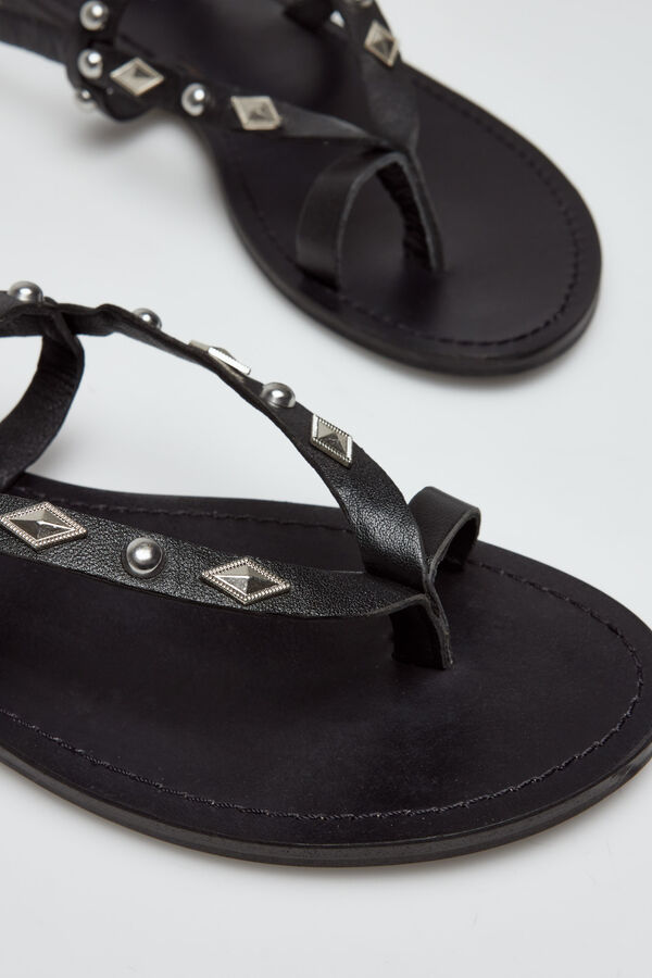 Slowlove Sandalia tiras tachuelas Negro