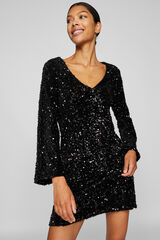 Vila Vestido curto com lantejoulas Preto