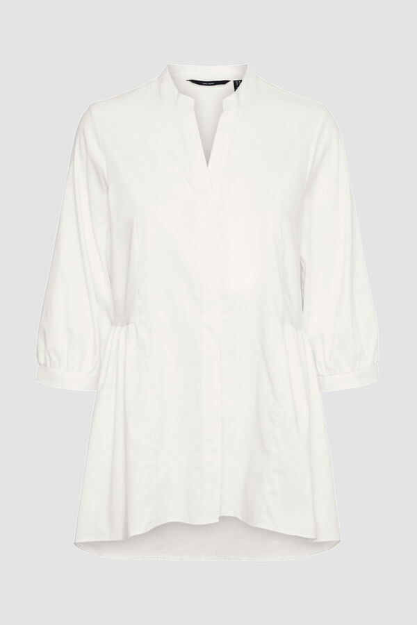 Cortefiel Camisa comprida manga francesa Branco