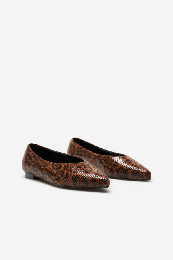 Cortefiel Bailarina leopardo Estampado marr&oacute;n