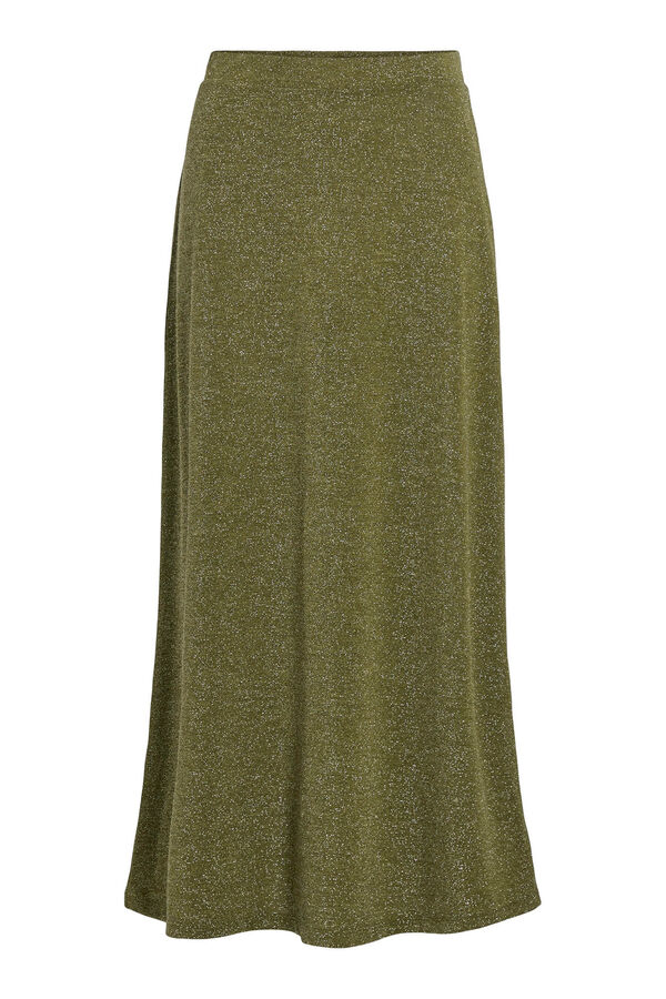 Vila Falda midi de punto con lúrex Verde oscuro