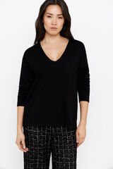 Cortefiel Jersey pico rayas Negro