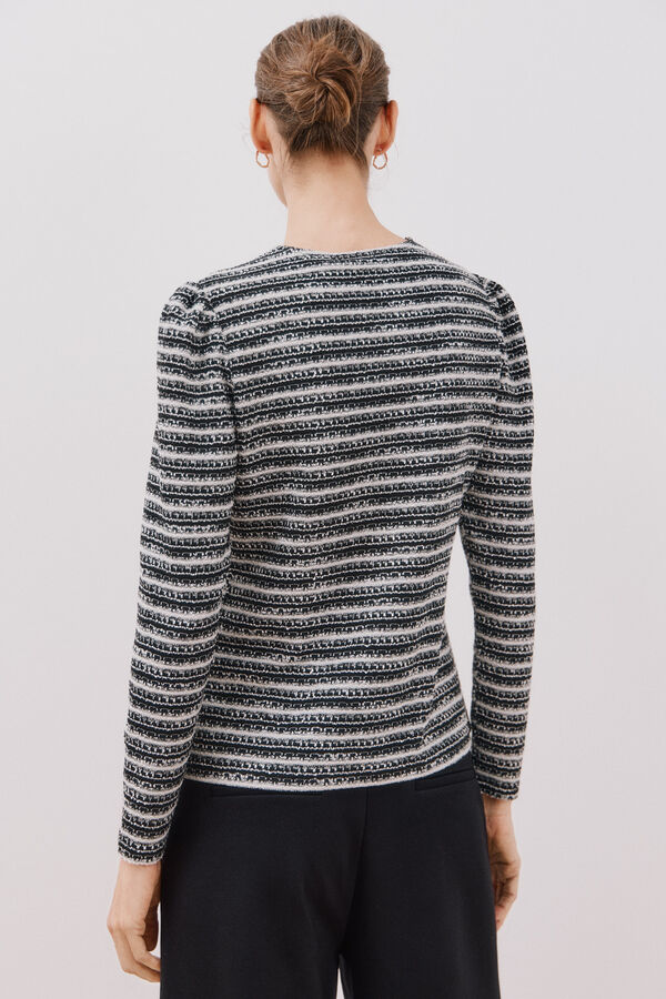 Cortefiel Top de tweed listrado Preto