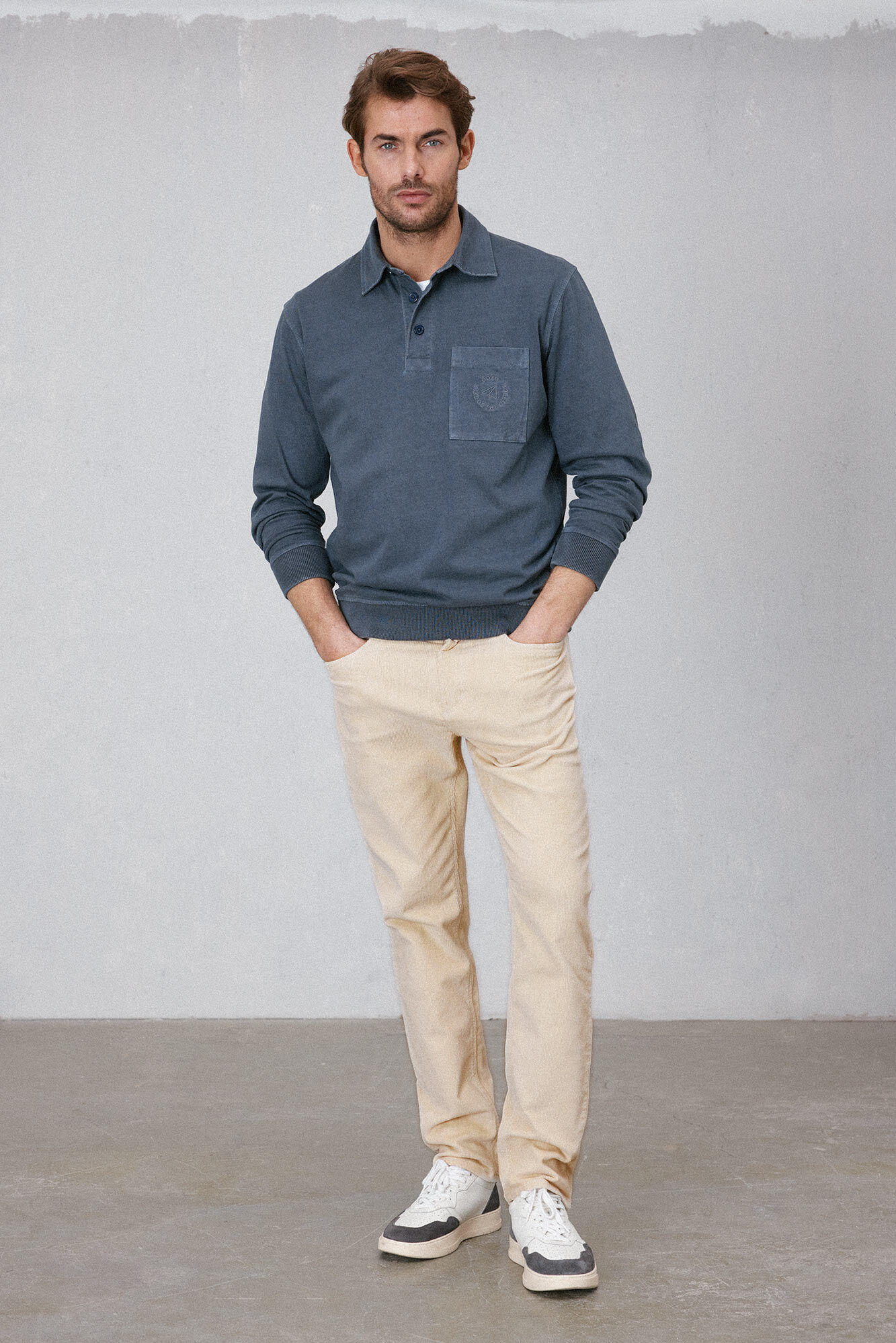 OOTO Cal&ccedil;a fina de veludo com 5 bolsos