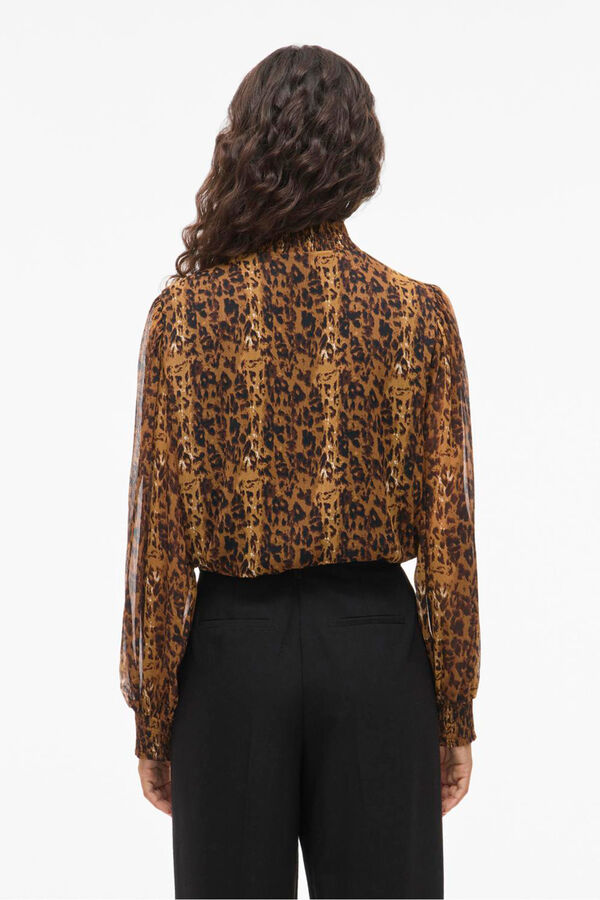 Vila Blusa de gasa estampada Marr&oacute;n