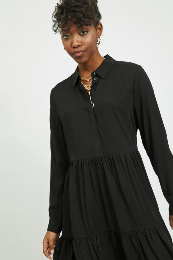 Vila Vestido curto camiseiro Preto