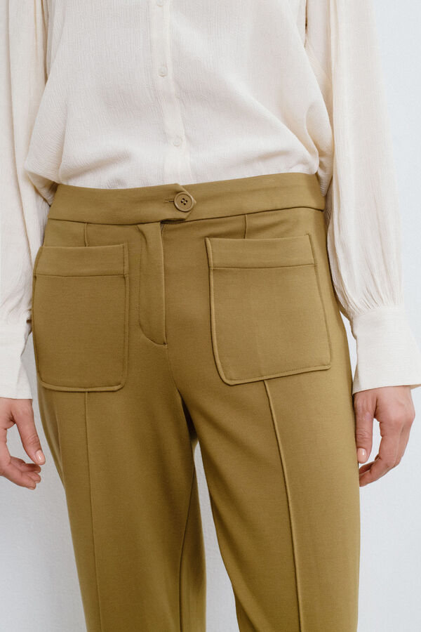 Vila Pantalón vestir bolsillos delanteros Marrón