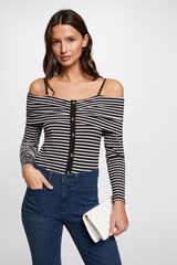 Morgan T-shirt manga comprida riscas Azul