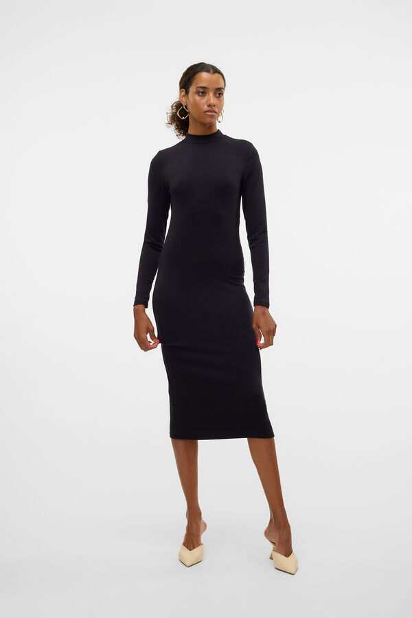 Vero Moda Vestido midi de manga comprida  Preto