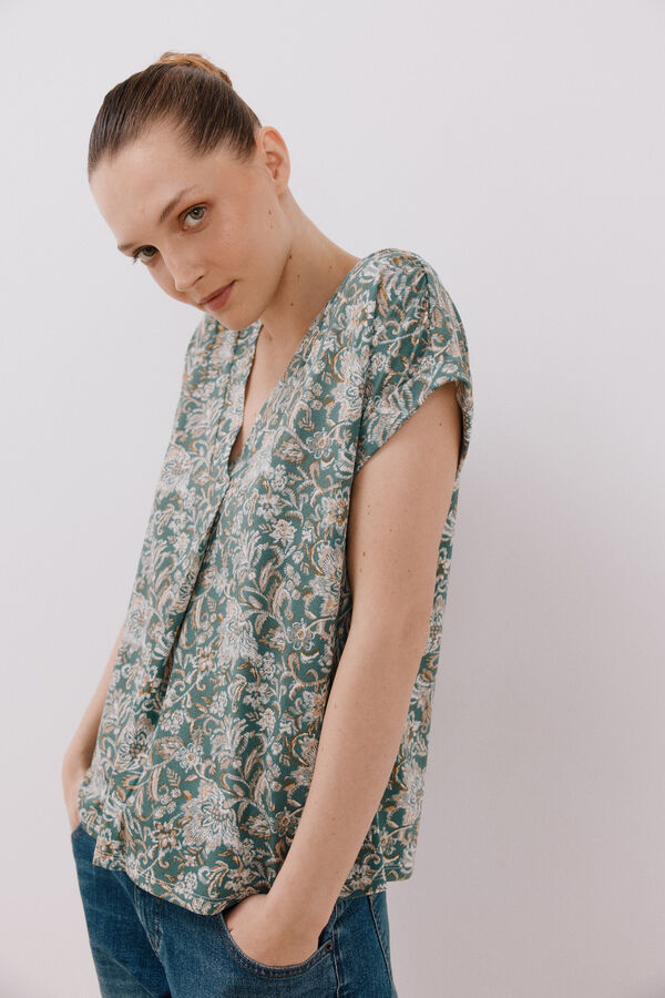 Cortefiel Top pico estampada Multicolor