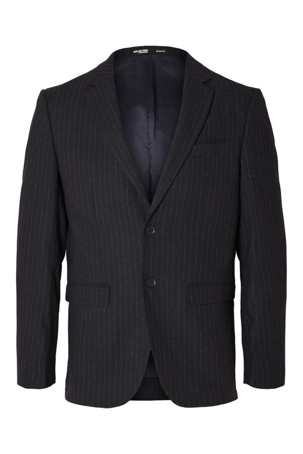 Cortefiel Blazer de lã Slim Fit com risca diplomática Azul