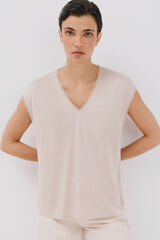 Cortefiel Camiseta b&aacute;sica com bainha Castanho