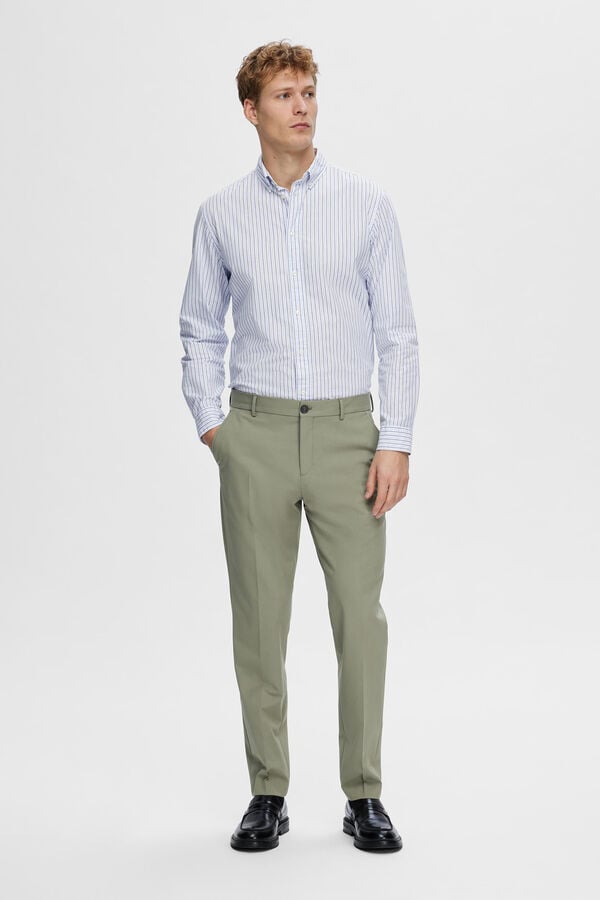 Selected Camisa de manga comprida Slim Fit confecionada com algod&atilde;o reciclado Impress&atilde;o