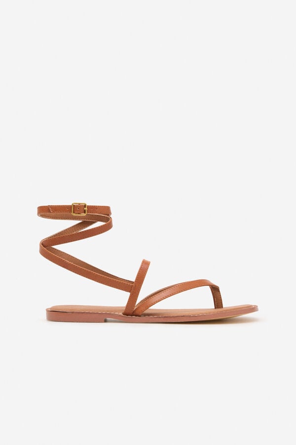 Cortefiel Sandalia tiras Marr&oacute;n