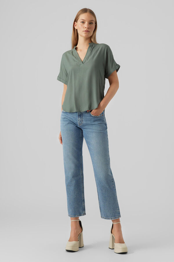 Vero Moda  Top b&aacute;sico de manga curta Verde