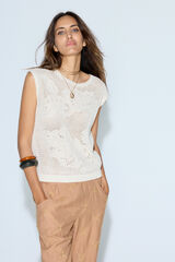 Slowlove Colete de malha ensopado Ecru