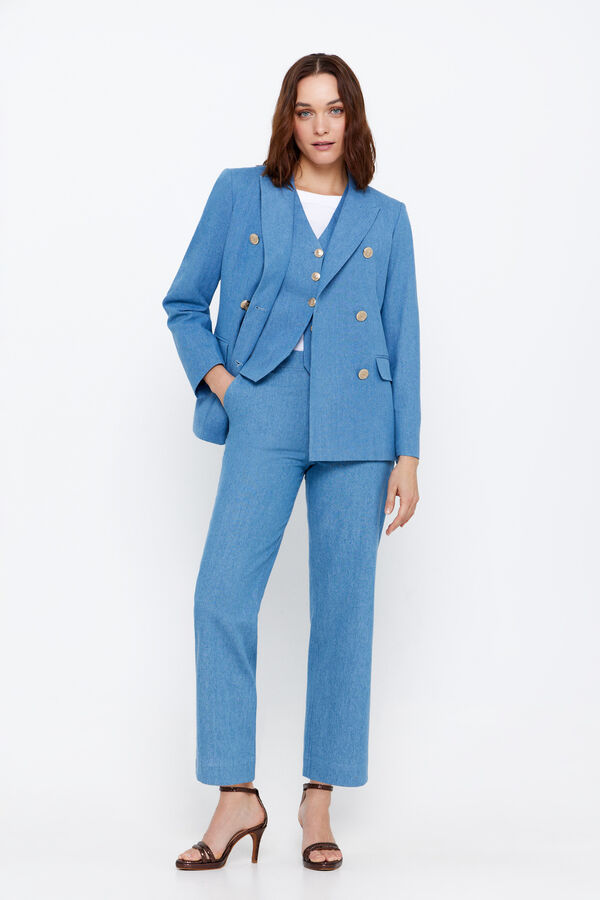 Cortefiel Blazer tejido vaquero Azul