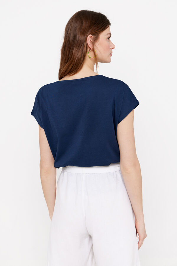 Cortefiel Camiseta estampada lentejuelas Azul marino