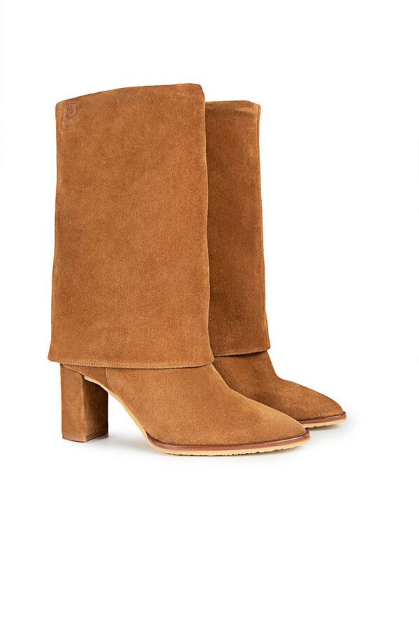 Popa Bota de salto alto Demi Croute para mulheres  Castanho